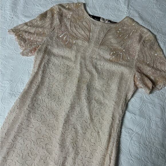 Jewel Queen Vintage Light Pink Silk Sequin Dress Size Small - Picture 3 of 8